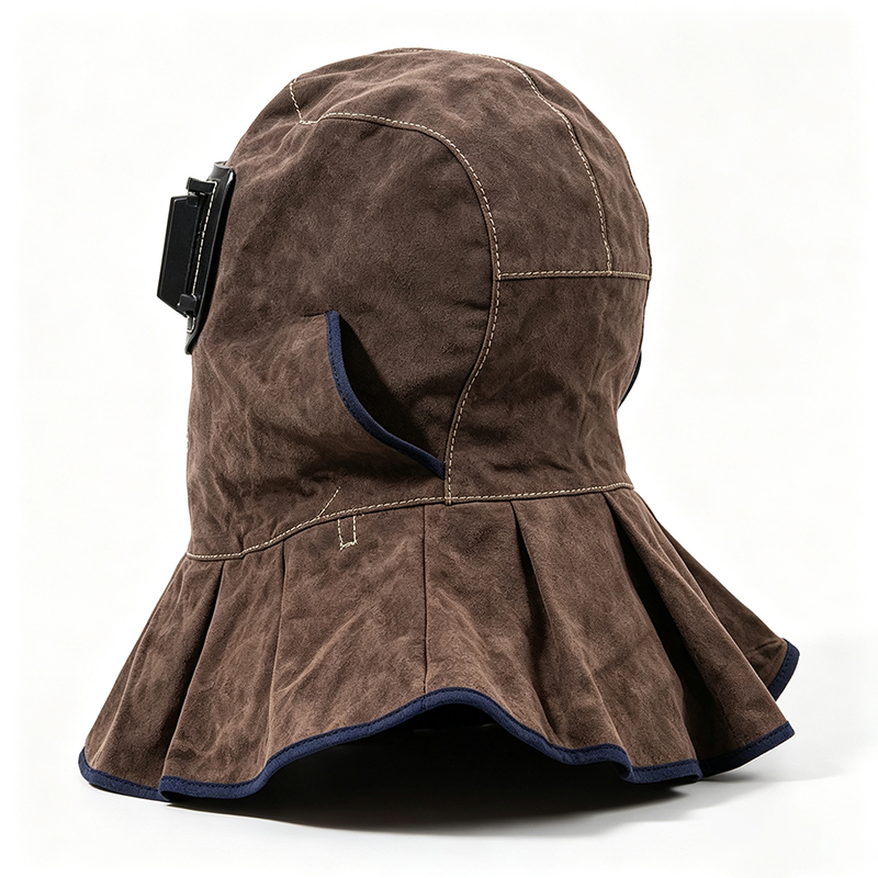 Carbon Brown Cowhide Flip-Up Welding Hood Mask
